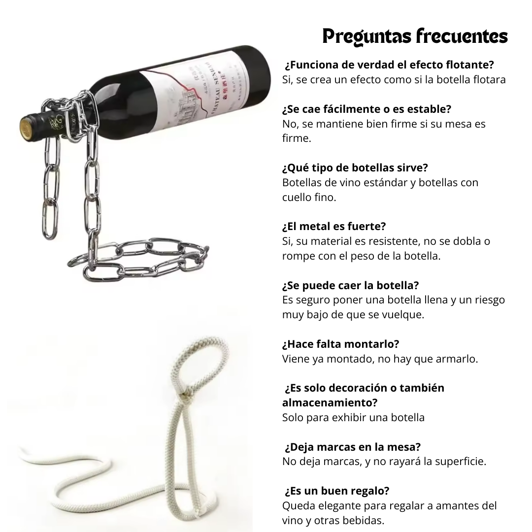 Soporte Botella Cadena de Plata